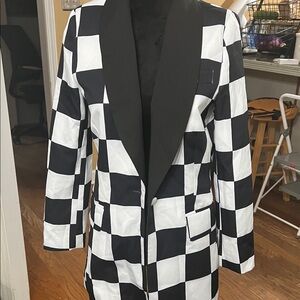 AKIRA Black and White Checkered Jumpsuit